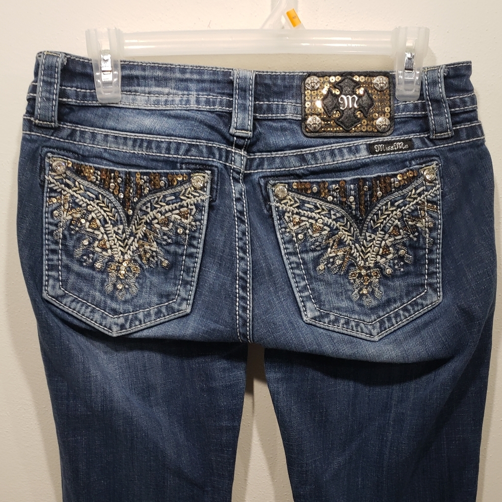SOLD!! Miss Me Jeans  28x34 Gold n Silver Crystals, sequins, - Picture 6 of 6